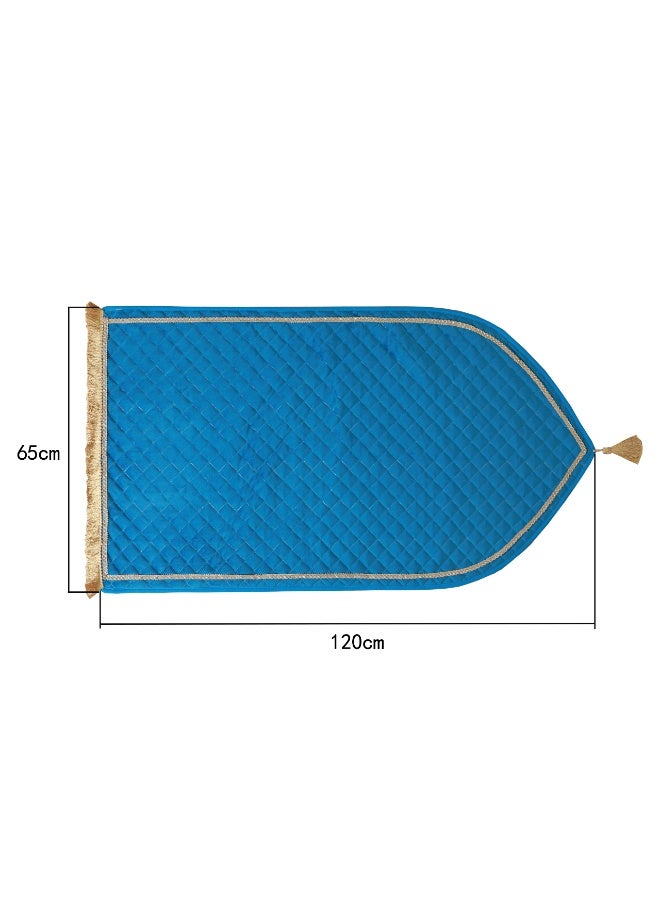 Velvet Muslim Prayer Mat Thick Soft, Soft Prayer Rug,Prayer Rug with Tassels, Foldable Flannel Prayer Rug for Men & Women, Prayer Mats for Ramadans Eid, Daily Salah, Blue - Image 2